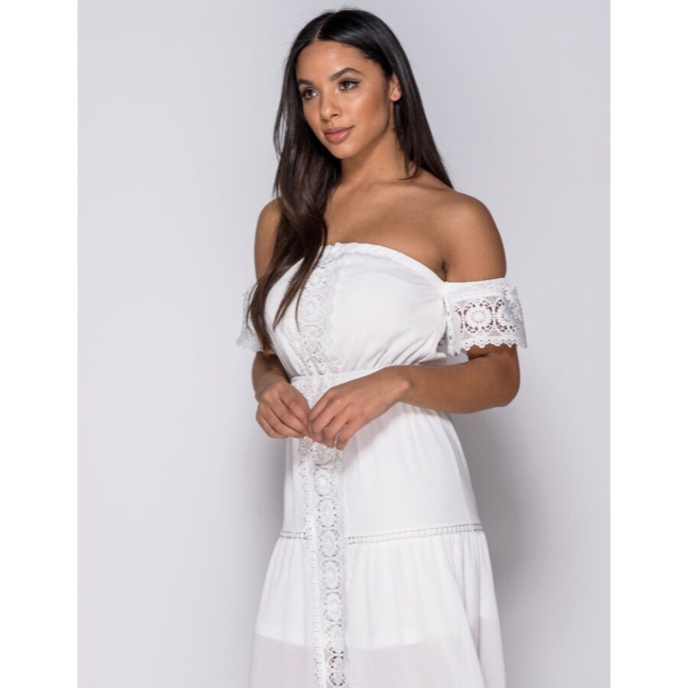 🆕Skyye White Off the Shoulder Bardot Dress - Picture 4 of 4